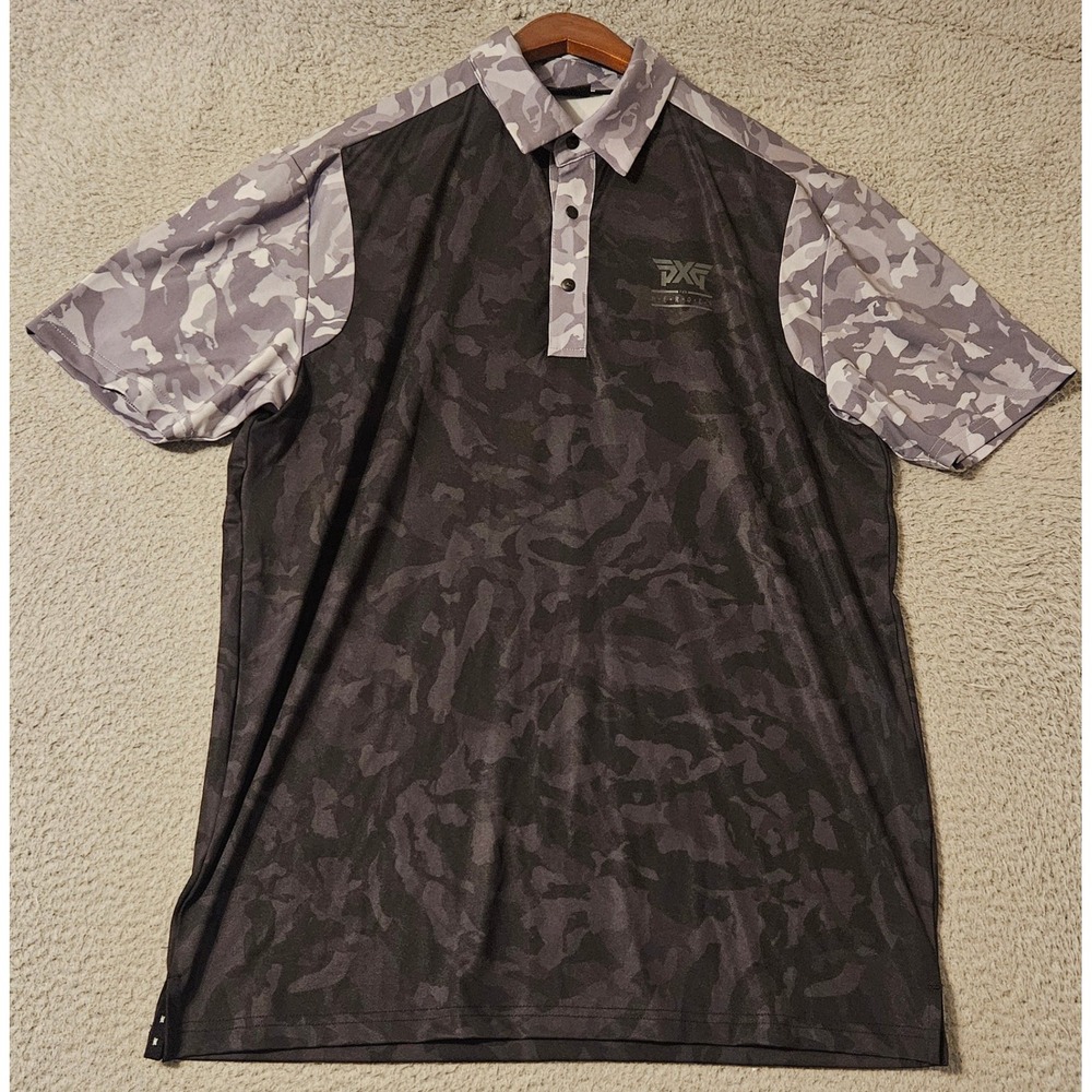 PXG Parsons Xtreme Golf Mens Camo Polo Shirt Black Grey Size Small
